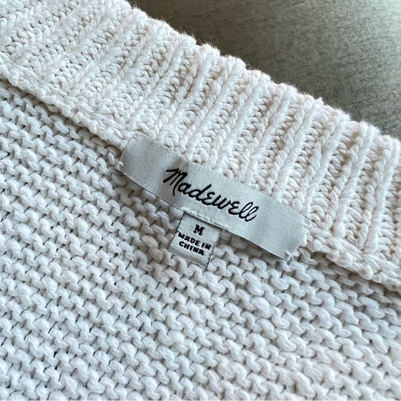 Madewell Arden V-Neck Pullover Chunky Knit Sweater - Almost White - Picture 9 of 10